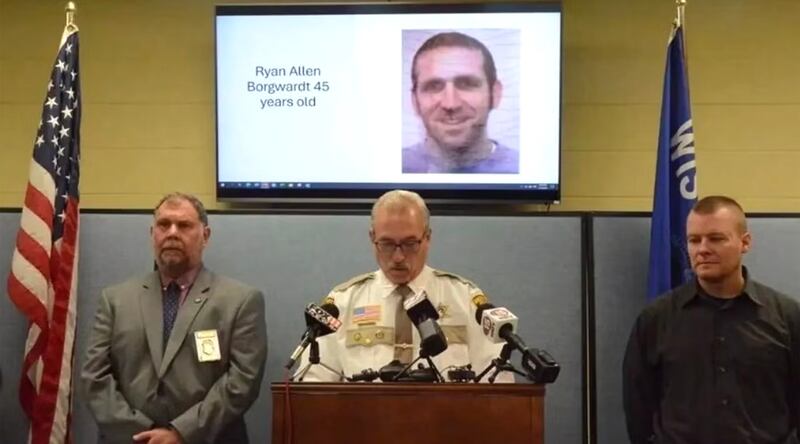 Green Lake County Sheriff Mark Podoll speaks at a press conference on Ryan Borgwardt’s disappearance.