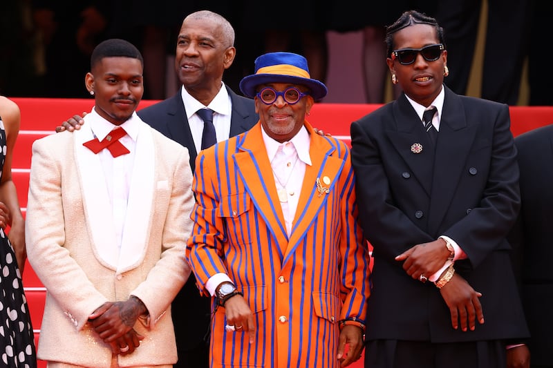 (L-R) Aubrey Joseph, Denzel Washington, Spike Lee and ASAP Rocky