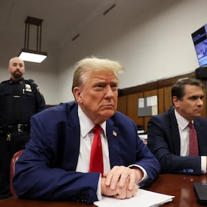 A photo of Donald J. Trump in court on May 6, 2024.