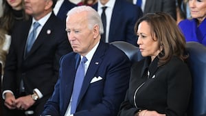 Former President Joe Biden and former Vice President Kamala Harris attend the inauguration ceremony before Donald Trump is sworn in as the 47th President.