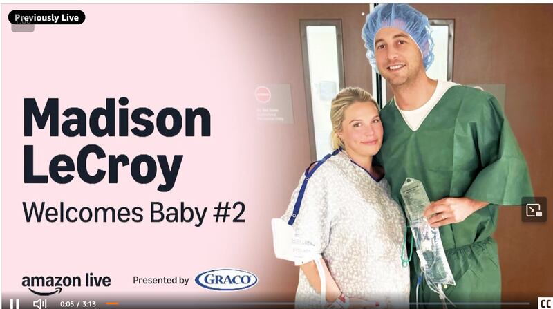 Madison LeCroy Welcomes Baby #2 on Amazon Live