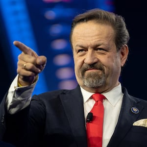 Sebastian Gorka, President-elect Donald Trump's nominee for deputy assistant to the president and senior director for counterterrorism, gestures as he speaks during the AmericaFest 2024 conference sponsored by conservative group Turning Point in Phoenix, Arizona, U.S. December 20, 2024.