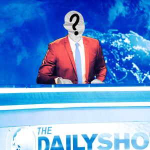 A photo illustration of The Daily Show set.