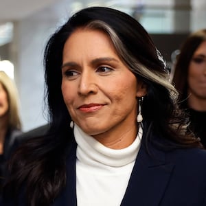 Tulsi Gabbard arrives at the Senate Office Building in Washington, D.C., for meetings with Republican senators in December.