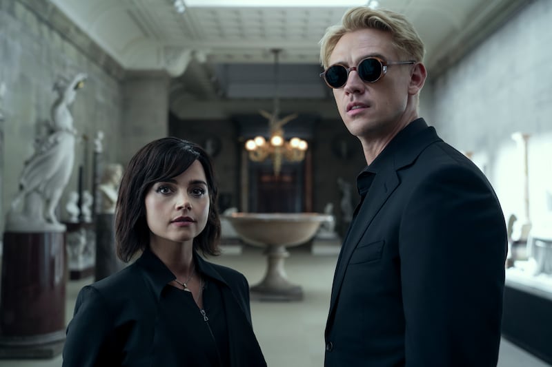 Jenna Coleman as Lady Johanna and Boyd Holbrook as Corinthian