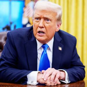 President Donald Trump speaks during an executive order signing in the Oval Office at the White House on February 11, 2025 in Washington, D.C.