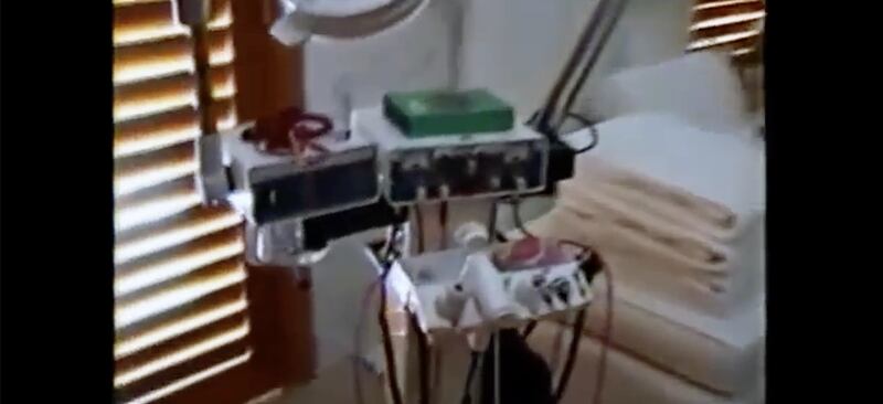 Dental equipment in a bathroom in Jeffrey Epstein's Palm Beach mansion.