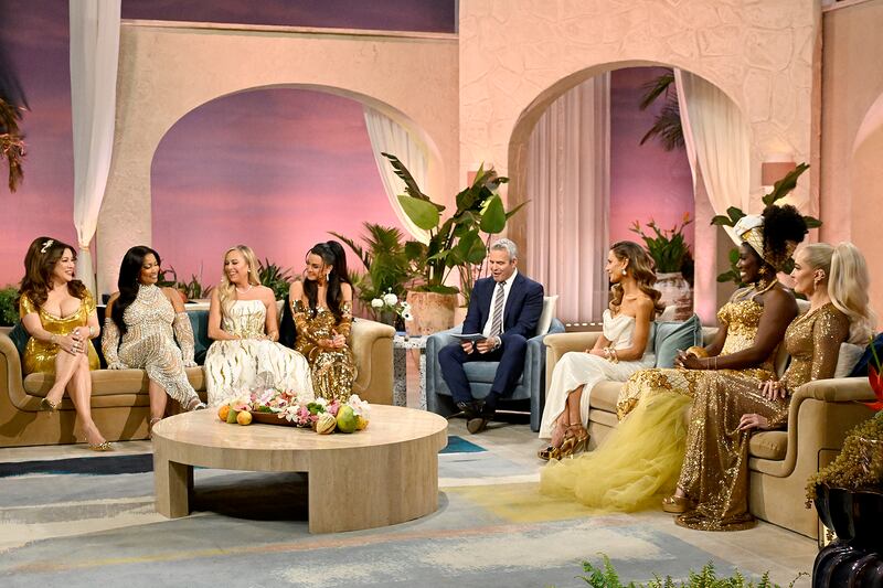 Jennifer Tilly, Garcelle Beauvais, Sutton Stracke, Kyle Richards, Andy Cohen, Dorit Kemsley, Bozoma Saint John, and Erika Jayne.