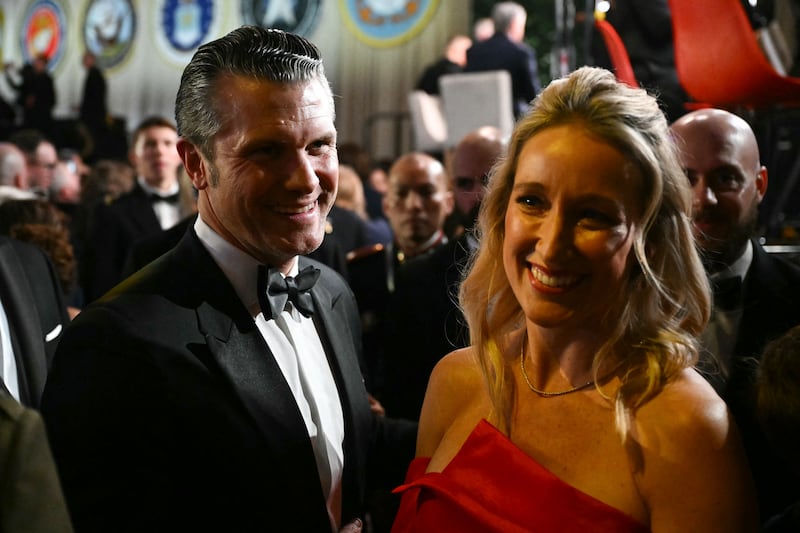 Hegseth and Rauchet at the Commander-In-Chief inaugural ball on January 20