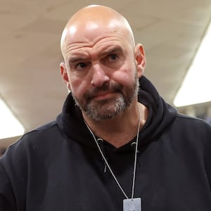 U.S. Sen. John Fetterman (D-PA) speaks to reporters before a Senate luncheon at the U.S. Capitol on December 12, 2023 in Washington, DC.