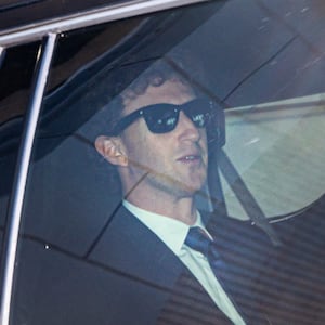Meta Platforms CEO Mark Zuckerberg departs after attending a Federal Trade Commission trial that could force the company to unwind its acquisitions of messaging platform WhatsApp and image-sharing app Instagram.