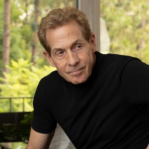 Sports commentator and television personality Skip Bayless poses for a portrait in Los Angeles, California on October 4, 2024.