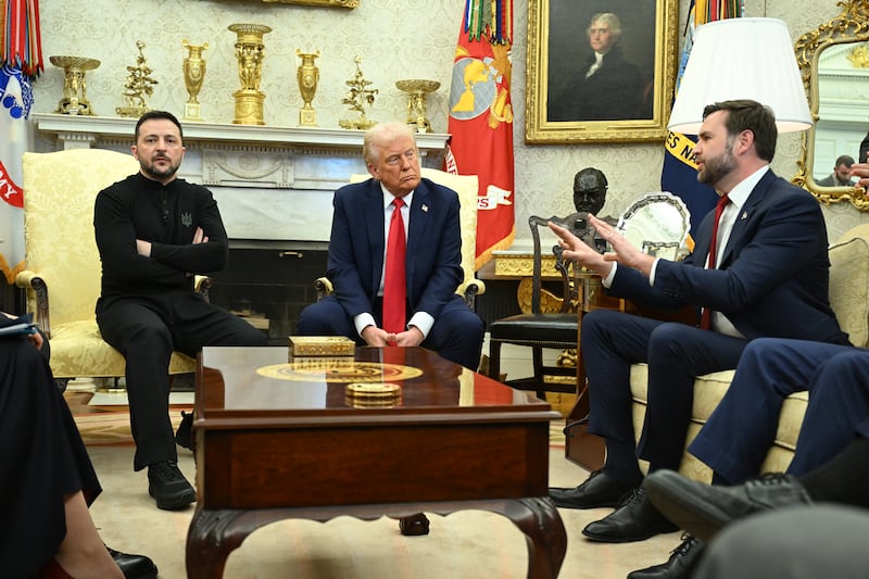 Volodymyr Zelensky, Donald Trump, and JD Vance.