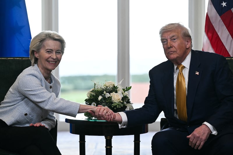 President Trump wouldn't entertain questions on Jeffrey Epstein as he announced his trade deal with the European Union.