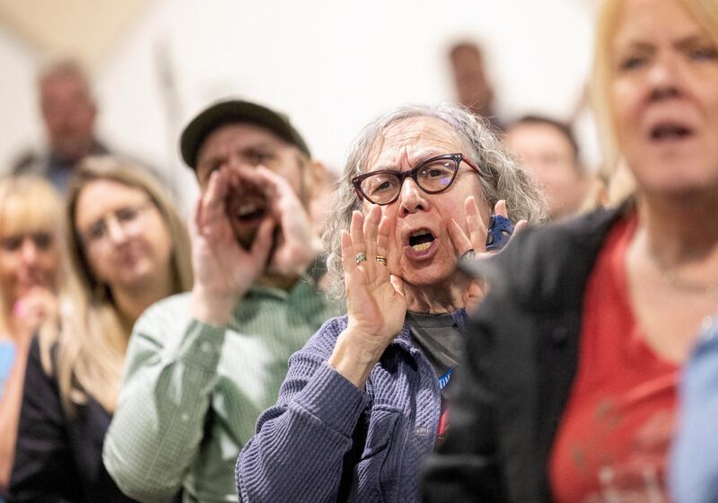Constituents boo Rep. Spartz at a recent townhall.