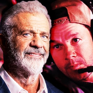 A photo illustration of Mel Gibson and Mark Wahlberg.