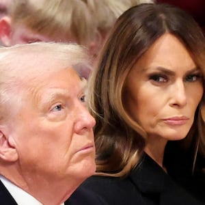 U.S. President Donald Trump and first lady Melania attend the National Day of Prayer Service at the Washington National Cathedral.