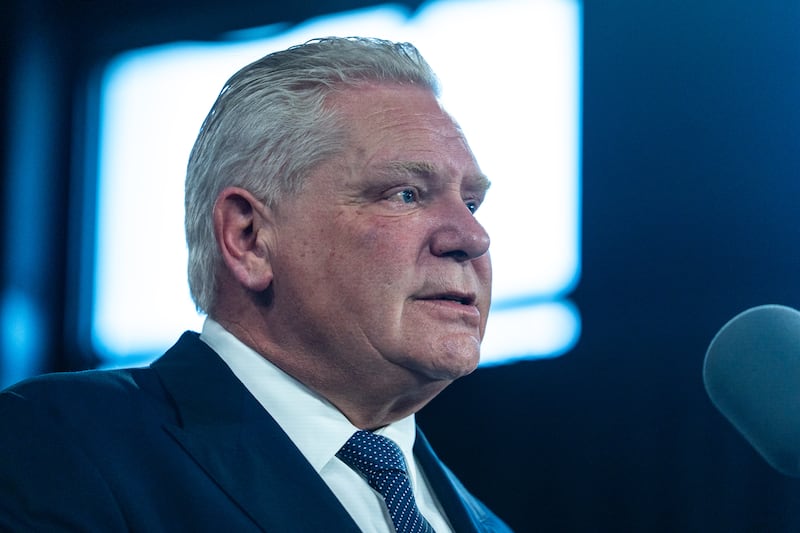 Ontario Premier Doug Ford gives remarks at a press conference in Queen's Park on March 10, 2025 in Toronto, Canada.