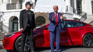 Donald Trump and Elon Musk with Tesla