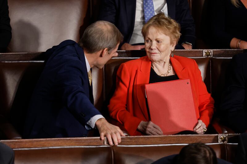 WASHINGTON, DC - OCTOBER 17: U.S. Rep. Jim Jordan (R-OH) speaks to U.S. Rep. Kay Granger (R-TX) as the House of Representatives meets to elect a new Speaker of the House at the U.S. Capitol Building on October 17, 2023 in Washington, DC.