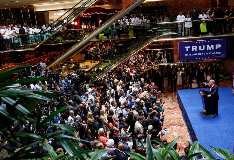 Donald Trump announces his bid for the presidency during an event at Trump Tower in New York City on June 16, 2015.