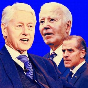 A photo illustration of Bill Clinton, Joe Biden, Hunter Biden.