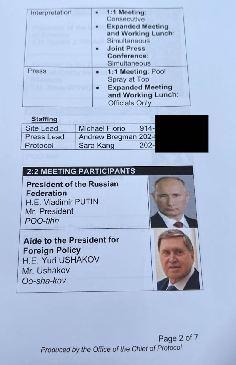 Trump-Putin Summit Document