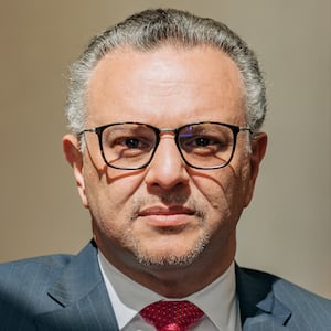 MANHATTAN, NY - SEP 4 : Dr. Massad Boulos, Tiffany Trump's father-in-law, sits for a portrait at the Wall Street Hotel  in New York on Sep 4, 2024. (Photo by Jeenah Moon for The Washington Post via Getty Images)