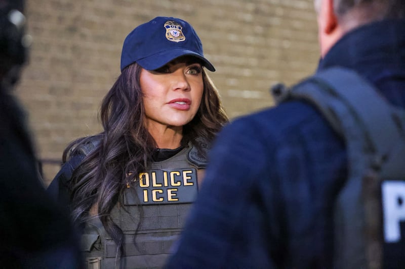 DHS Secretary Kristi Noem tags along on an ICE raid last month in New York City.