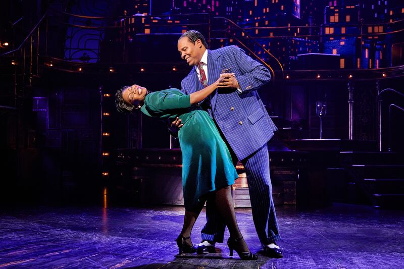 Darlesia Cearcy as Lucille Wilson and James Monroe Iglehart as Louis Armstrong in A Wonderful World: The Louis Armstrong Musical.