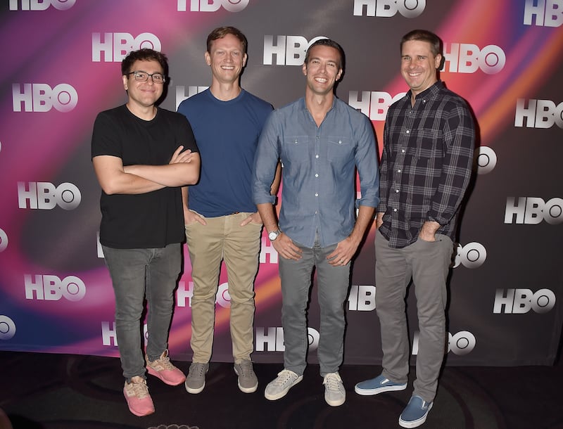 Jon Lovett, Tommy Vietor, Jon Favreau, and Dan Pfeiffer of Pod Save America.
