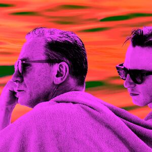 A photo illustration of Daniel Craig and Drew Starkey in Queer.