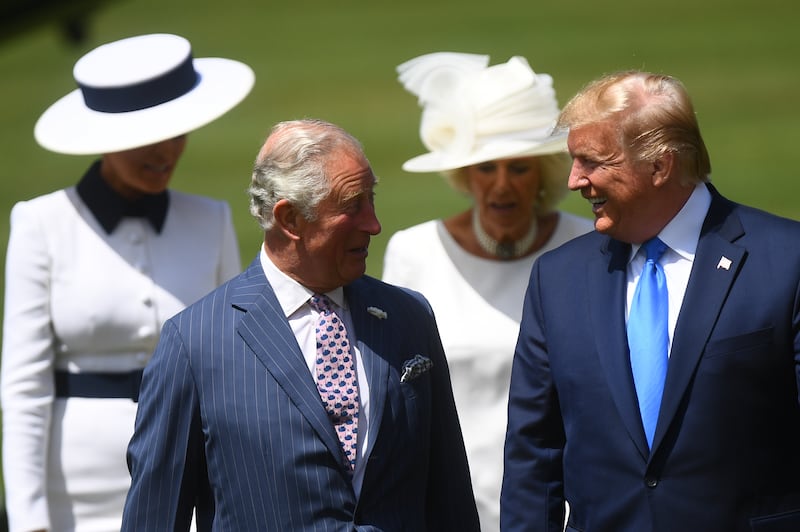 President Donald Trump with then-Prince Charles at Buckingham Palace during his first term on June 3, 2019.