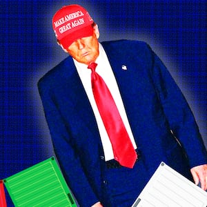 Donald Trump, cargo containers photo illustration