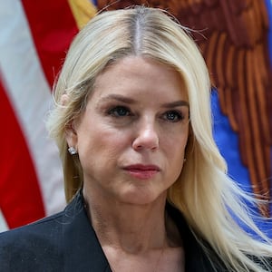 U.S. Attorney General Pam Bondi during a press conference in Washington, D.C.