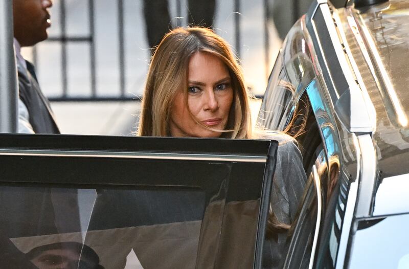 NEW YORK, NEW YORK - OCTOBER 29: Melania Trump leaves "Fox & Friends" at Fox News studios on October 29, 2024 in New York City.