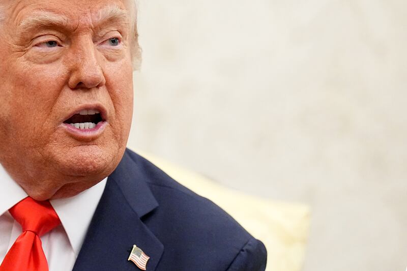 President Donald Trump meets with the German Chancellor Friedrich Merz in the White House Oval Office in Washington, D.C., on June 5, 2025.