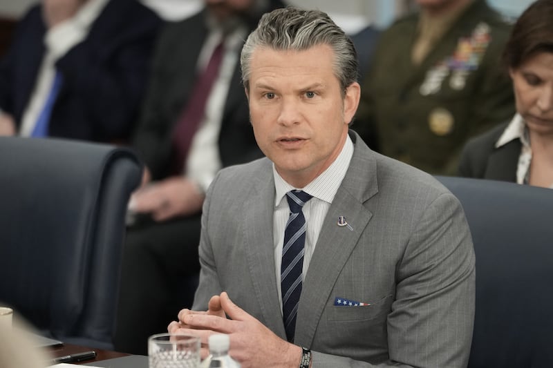US Secretary of Defense Pete Hegseth speaks during a meeting with Polish Deputy Prime Minister and Minister of Defense Wladyslaw Kosiniak-Kamysz to the Pentagon in Washington, DC, May 27, 2025.