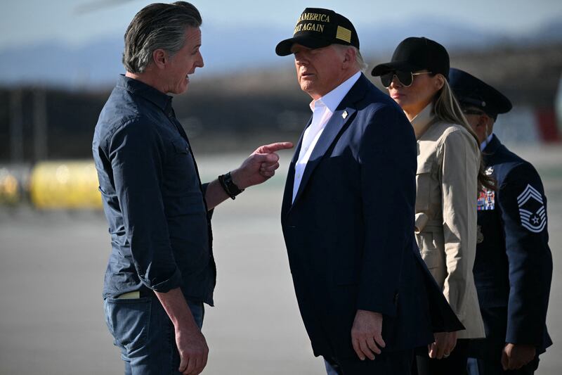 Donald Trump and Melania Trump and Gavin Newsom