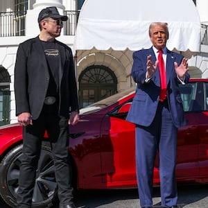 Donald Trump and Elon Musk with Tesla