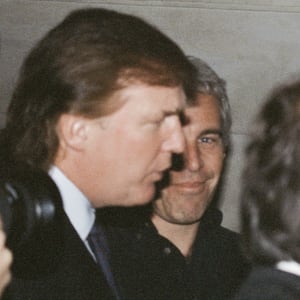 Donald Trump and financier Jeffrey Epstein attend a Victoria's Secret Angels event sponsored by Rogers & Cowan at the club Duvet on 21st Street in New York City, New York on April 9, 1997.