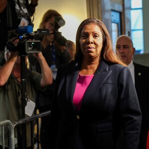 New York Attorney General Letitia James arrives at the Manhattan courthouse