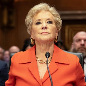 Linda McMahon, U.S. President Trump’s nominee to be secretary of Education, testifies before a Senate Health, Education, Labor, and Pensions (HELP) Committee confirmation hearing on Capitol Hill in Washington, D.C., U.S., February 13, 2025. REUTERS/Tierney Cross