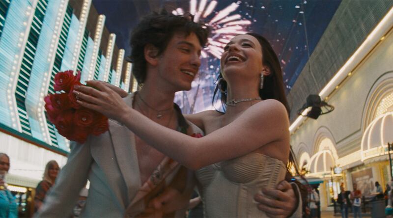 Mikey Madison and Mark Eydelshteyn in Anora.