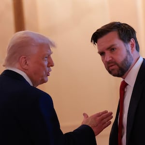 President Donald Trump and Vice President JD Vance speak together.