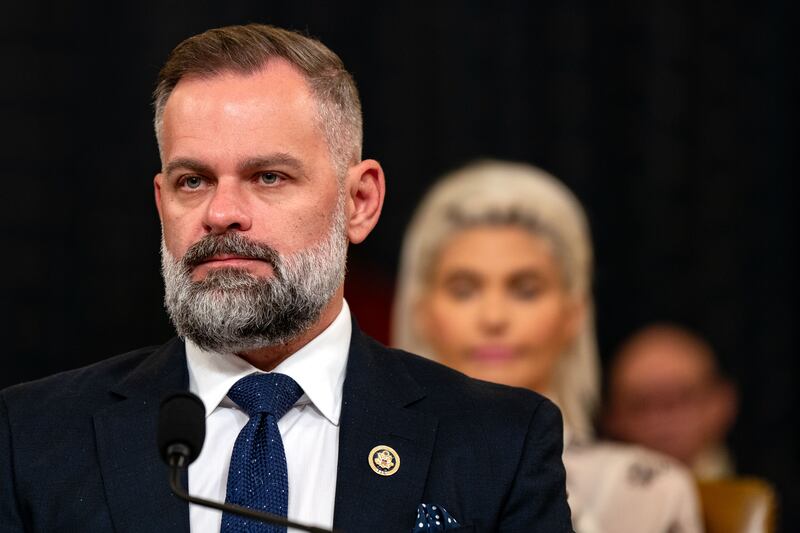 WASHINGTON, DC - SEPTEMBER 26: Rep. Cory Mills (R-FL) testifies during the first hearing of the House Task Force on the Attempted Assassinations of Donald Trump Longworth House Office Building at the U.S. Capitol on September 26, 2024 in Washington, DC.