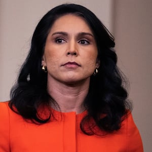 UNITED STATES - MARCH 26: Tulsi Gabbard, director of National Intelligence, arrives to testify during the House Select Intelligence Committee hearing titled "Worldwide Threats Assessment," in Longworth building on Wednesday, March 26, 2025. Gen. Timothy D. Haugh, director of the National Security Agency, FBI Director Kash Patel, CIA Director John Ratcliffe, and Lt. Gen. Jeffrey A. Kruse, director of the Defense Intelligence Agency, also testified. The witnesses fielded questions on the Signal chat, about attacks against Houthis in Yemen, that accidentally included a reporter. (Tom Williams/CQ-Roll Call, Inc via Getty Images)
