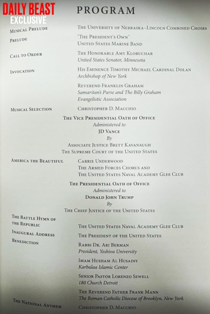 Trump Inauguration program