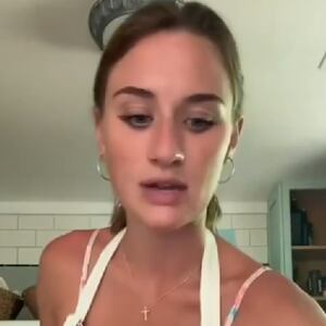 Lilly Gaddis speaks while cooking for a TikTok video.