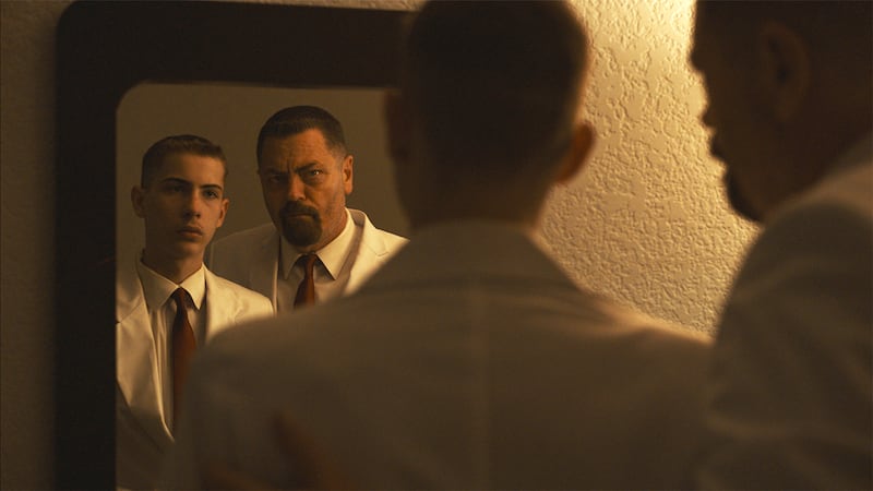 Jacob Tremblay and Nick Offerman in Sovereign.